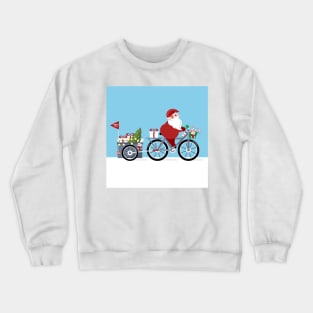 Santa Claus  riding a bike with gifts Crewneck Sweatshirt